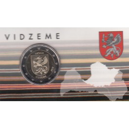 2€ Letonia Coincard PROOF 2016 "Región de Vidzeme"