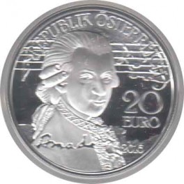 20€ Austria 2016 PLATA "Mozart, el genio"