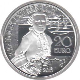 20€ Austria 2015 PLATA "Mozart, el prodigio"